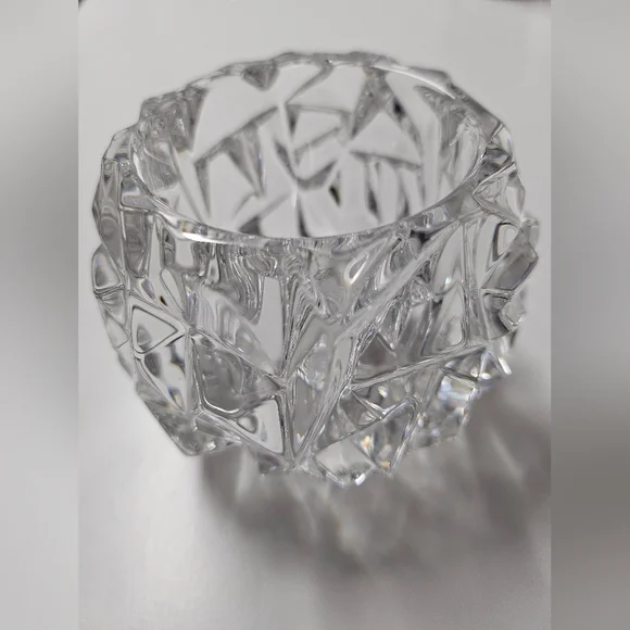 Tiffany & Co Candle Holder Rock Hand Cut Crystal Pattern Votive Tea Light 3"H - Picture 2 of 5